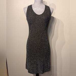 Andrea Polizzi for Rex Lester Vintage 90s Metallic Cocktail Dress Grey Silver 4